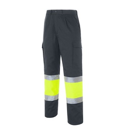 Pantalon multibolsillos, bicolor, acolchado, media cintura elastica, Doble cinta, 65% poliester-35% algodon