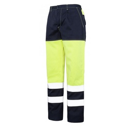 Pantalon Bicolor cintura elastica espalda, 2 bandas reflectantes ignifugas. 60% Modacrilica-38% Algodon-2% Carbono.