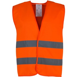 Chaleco naranja A.V, cierre velcro, 100% poliester, disponible en 3 tallas, EN ISO 20471 Clase 2